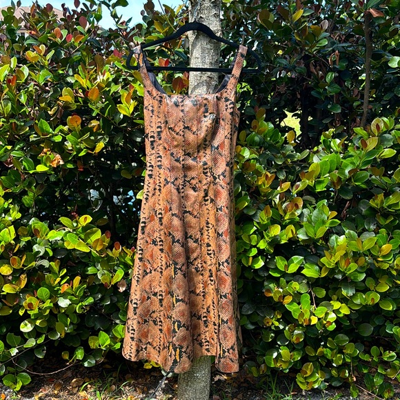 7 For All Mankind Faux Leather snakeskin Dress Sleeveless Midi. XS NWTs - Picture 8 of 17